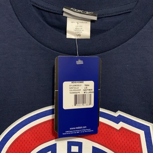 BNWT NHL Montreal Canadian Navy #17 Georges LARAQUE Blue Graphic T-Shirt size L - Picture 3 of 4